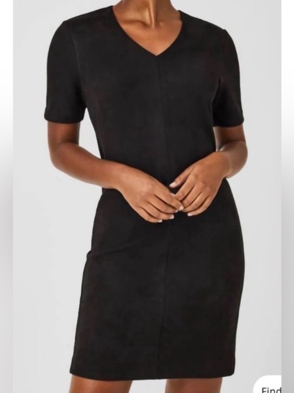 SPANX Black Faux Suede Column Short Sleeve Dress-Size XS-NWT